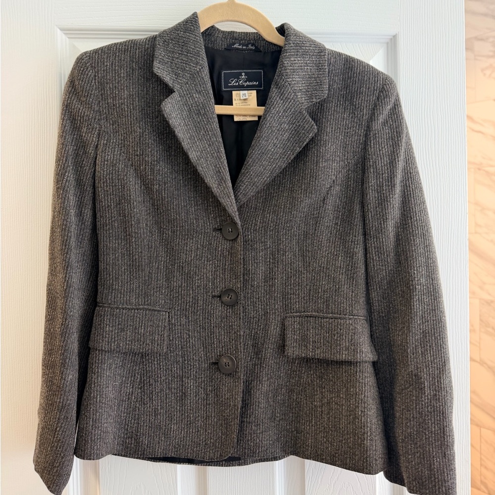 Les Copains Charcoal Gray Notch Collar Blazer